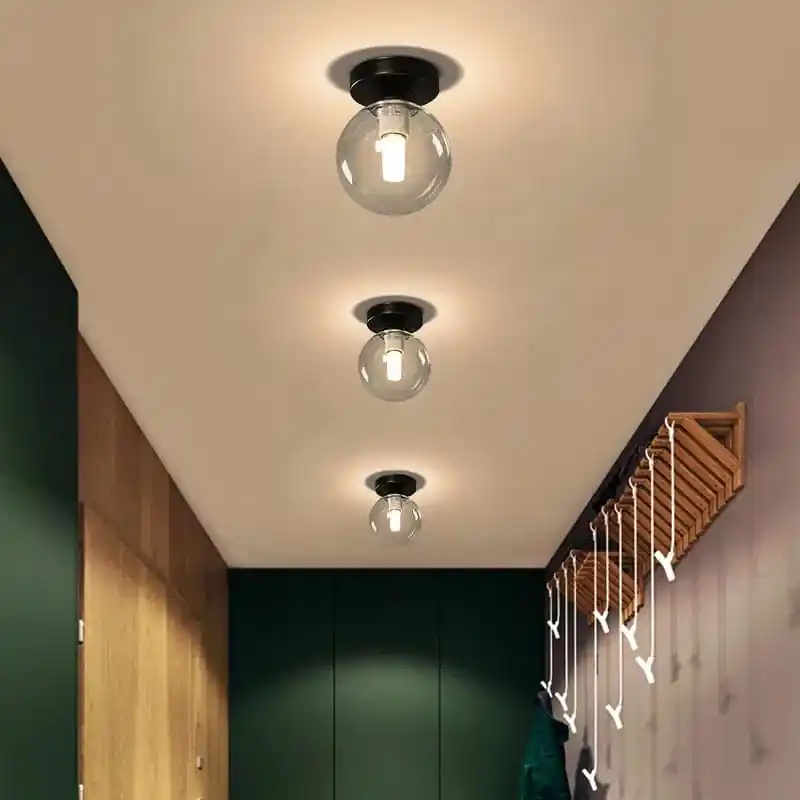 Lampe de plafond moderne nordique en boule de verre LED