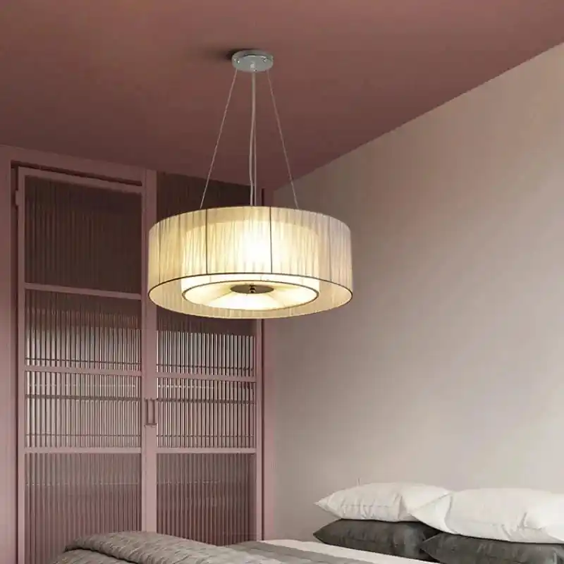 Lustre en Tissu Japonais Art Moderne pour Éclairage Romantique de Restaurant