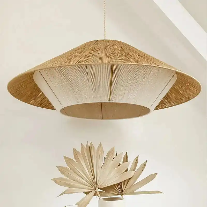 Lustre Rétro Japonais en Corde de Chanvre pour une Décoration Créative