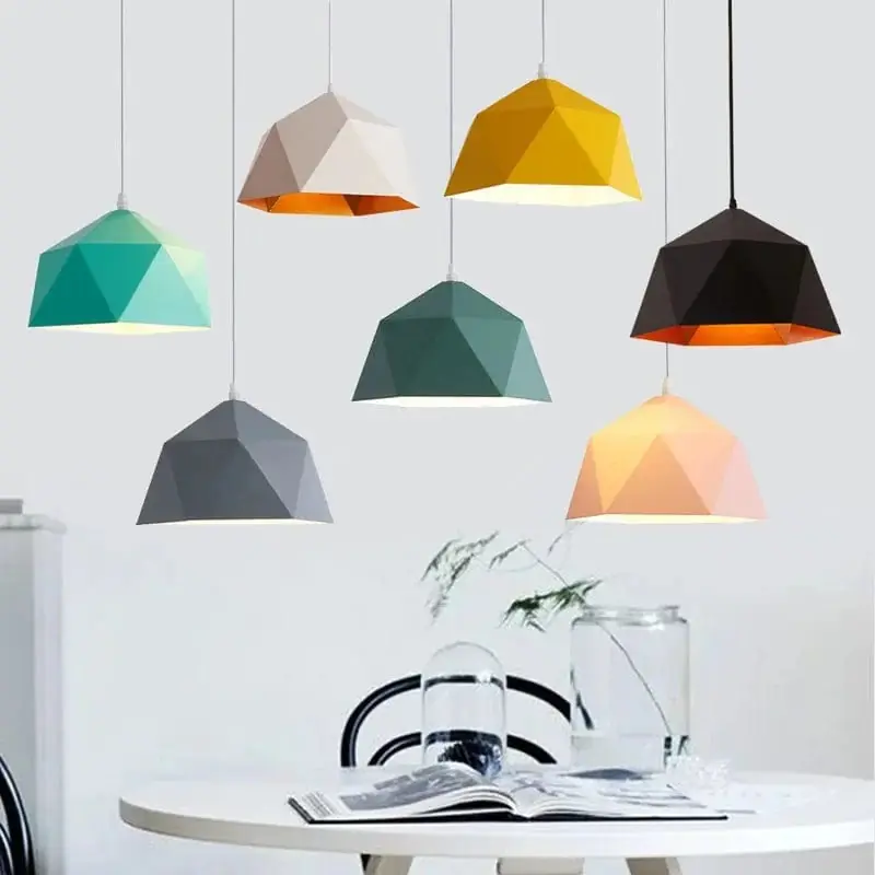 Lustre Nordique Macaron Géométrique LED Suspendu décoratif