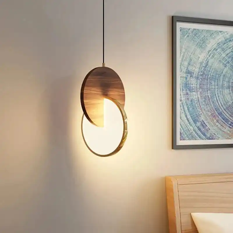 Lustre nordique en bois massif, design chinois moderne