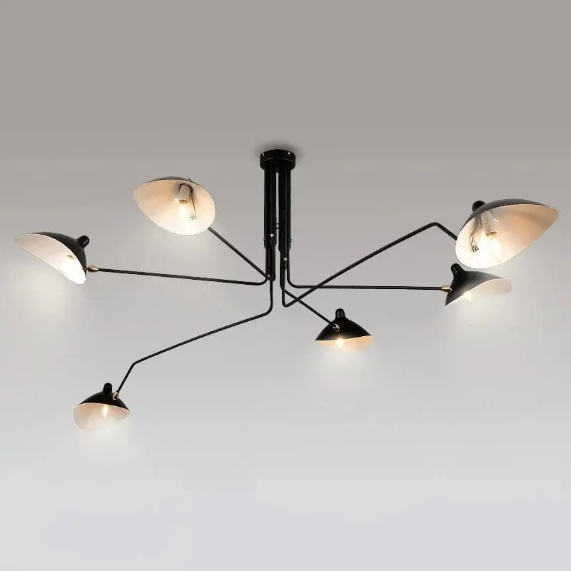 Lustre Araignée en Fer Nordique Industriel Vintage LED Éclairage