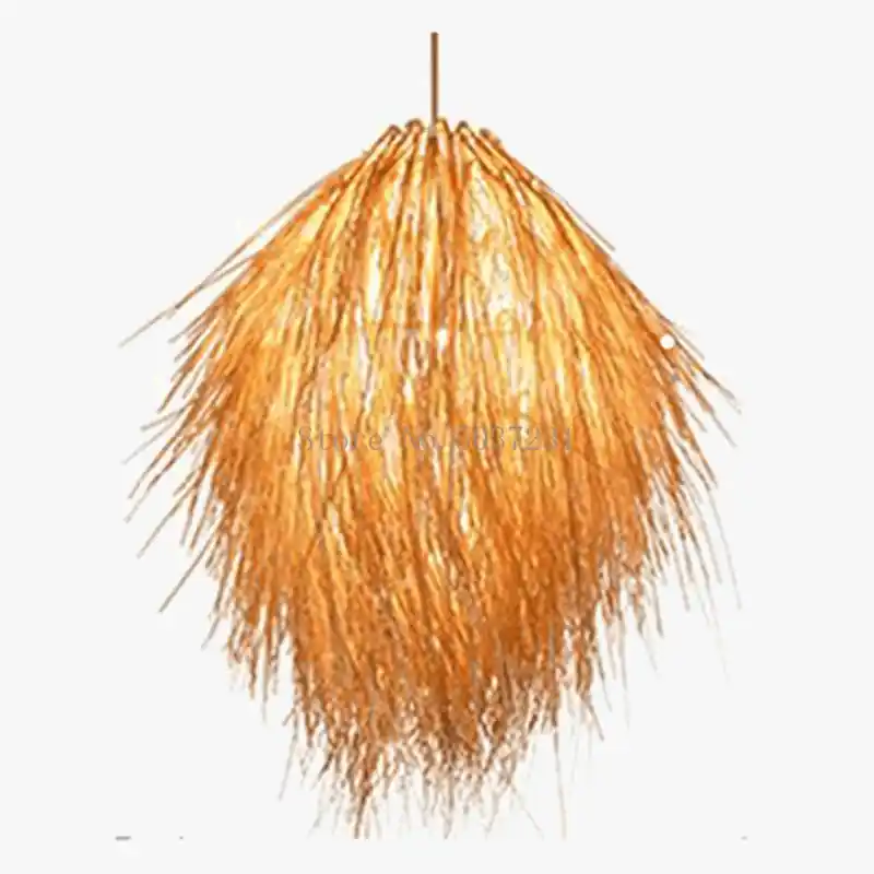 Lampe pastorale en rotin tissage bambou et chapeau de paille, idéale pour une décoration de salle