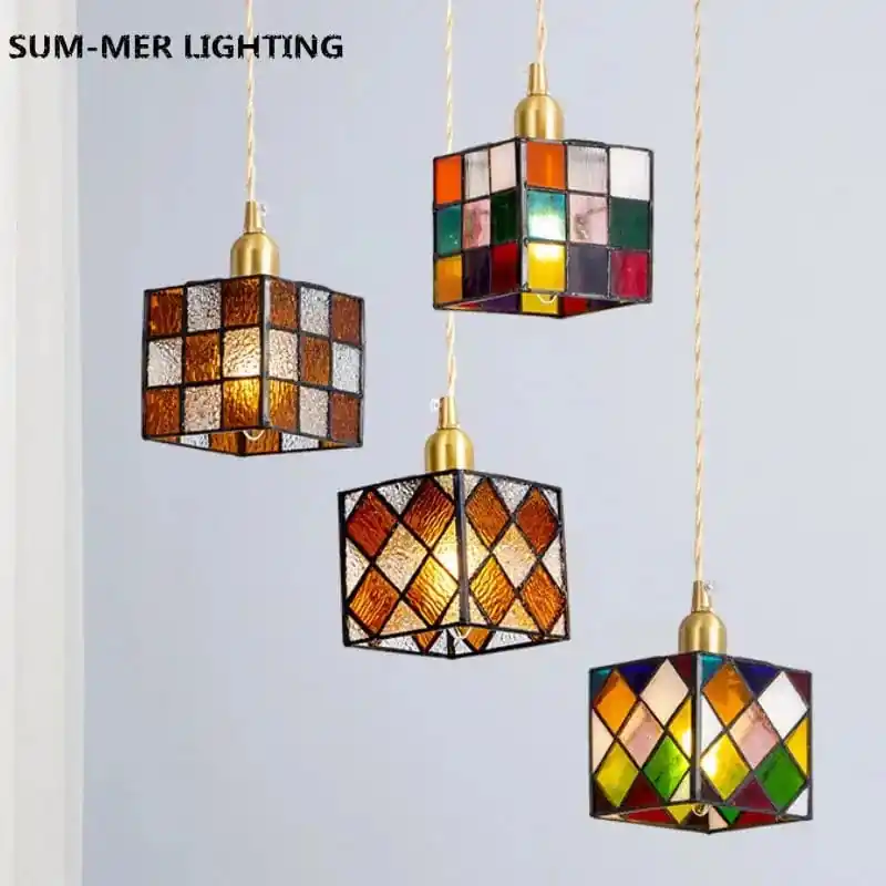 Lampe Suspendue Nordique en Laiton et Verre - Style Japonais Rural Rétro