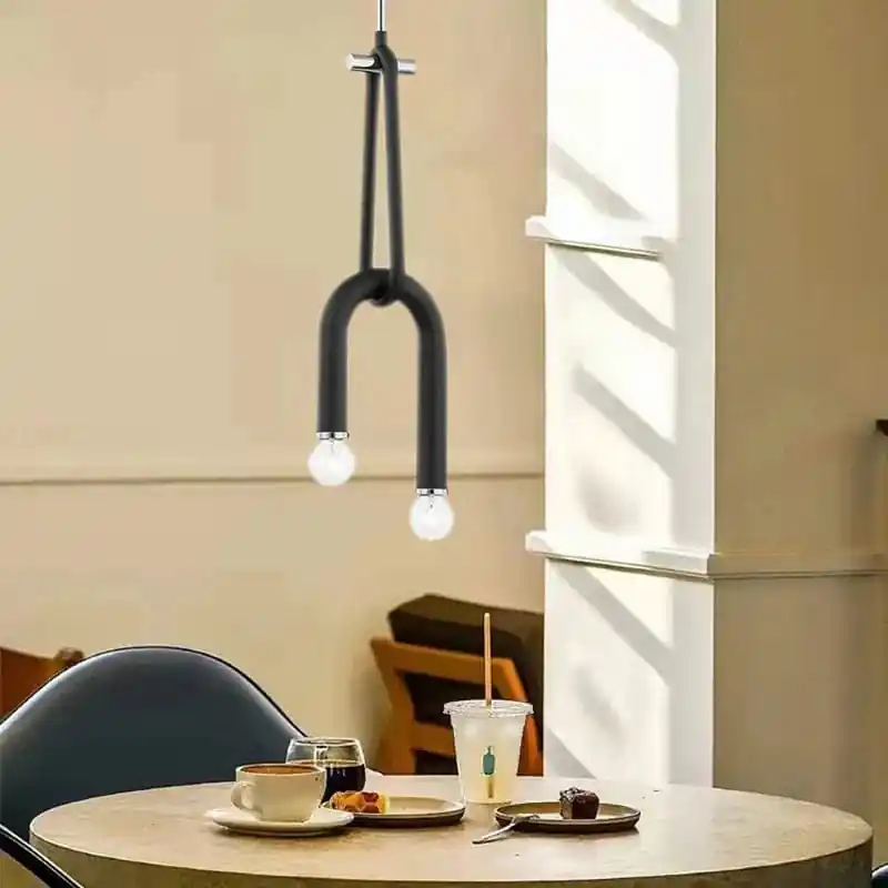 Lustre Créatif à 2 Ampoules - Hauteur Réglable en Métal