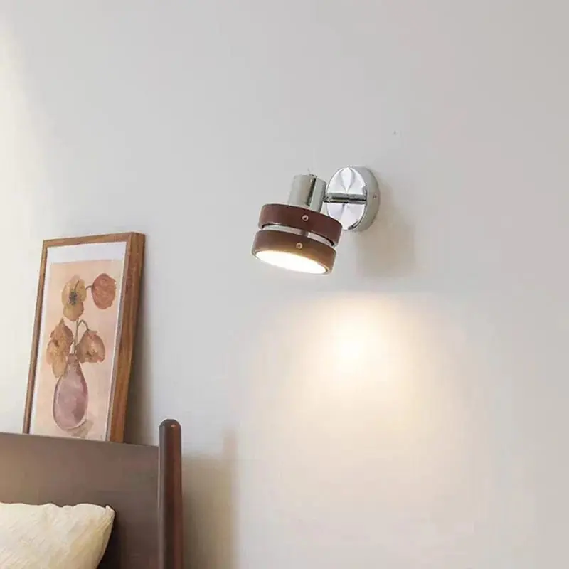Applique murale en bois et lampe de lecture chromée - Dernière nouveauté