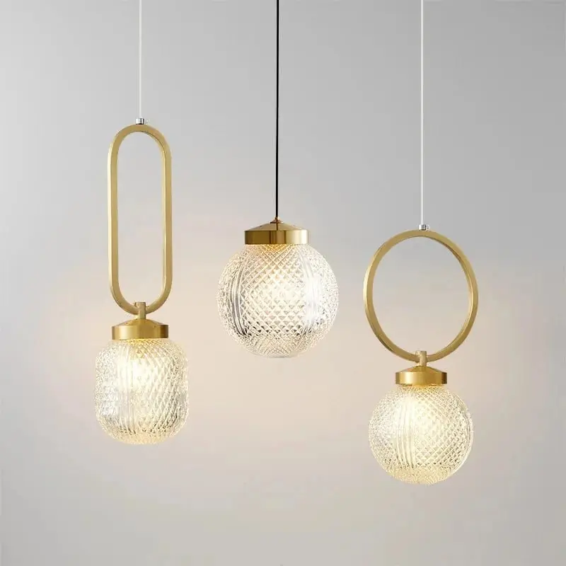 Lampe Suspendue Moderne Cuivre et Verre Ajustable