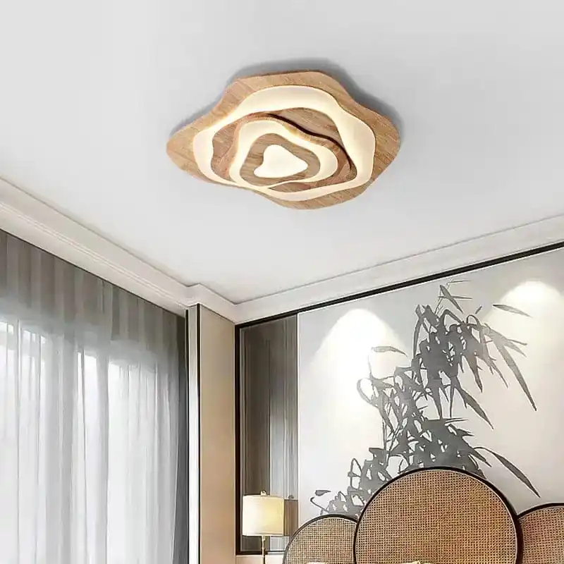 Plafonnier LED en bois de design japonais moderne et décoratif