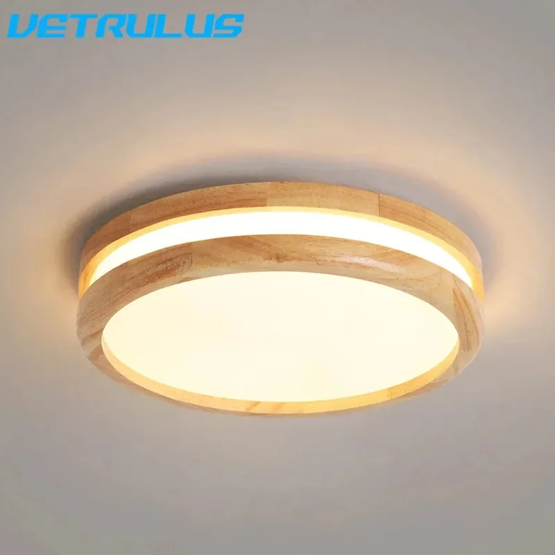 Plafonnier LED en bois design contemporain - Luminaire décoratif minimaliste