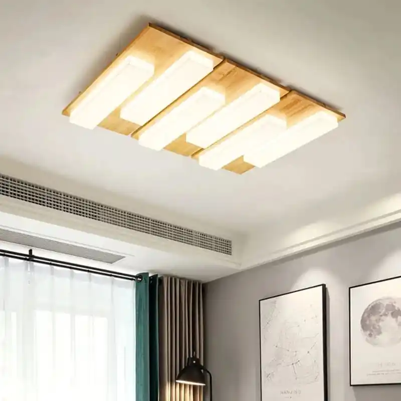 Plafonnier LED Bois Véritable Moderne - 4\\/6\\/9 Têtes Luminaire Intérieur