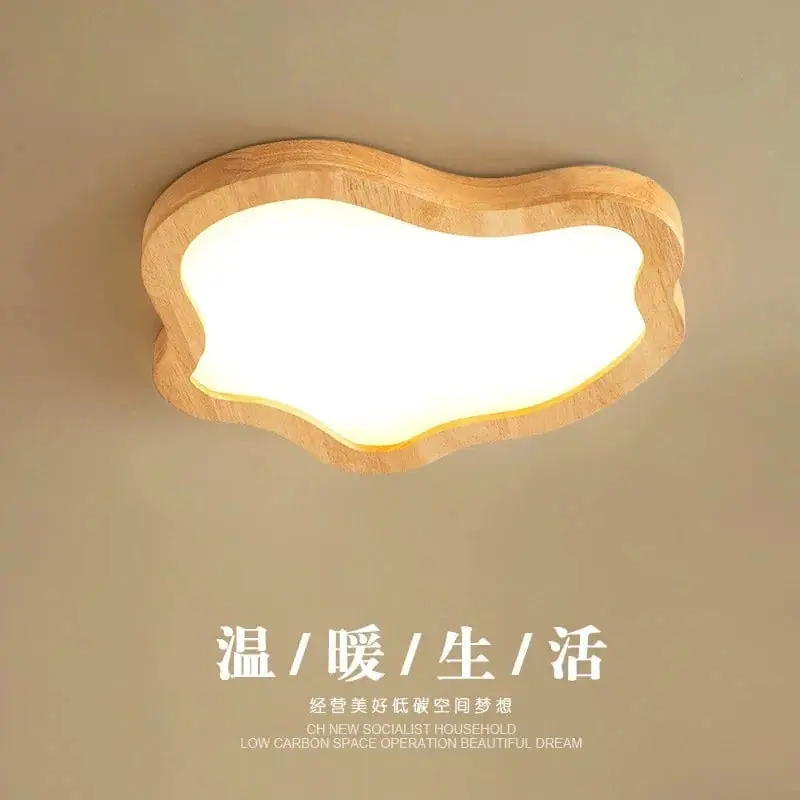 Plafonnier LED moderne avec finition grain de bois doré nordique