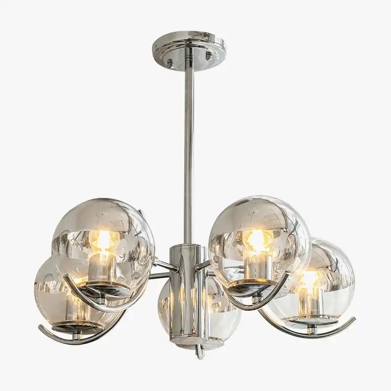 Lustre Design en Verre Chrome LED pour Décoration Intérieure