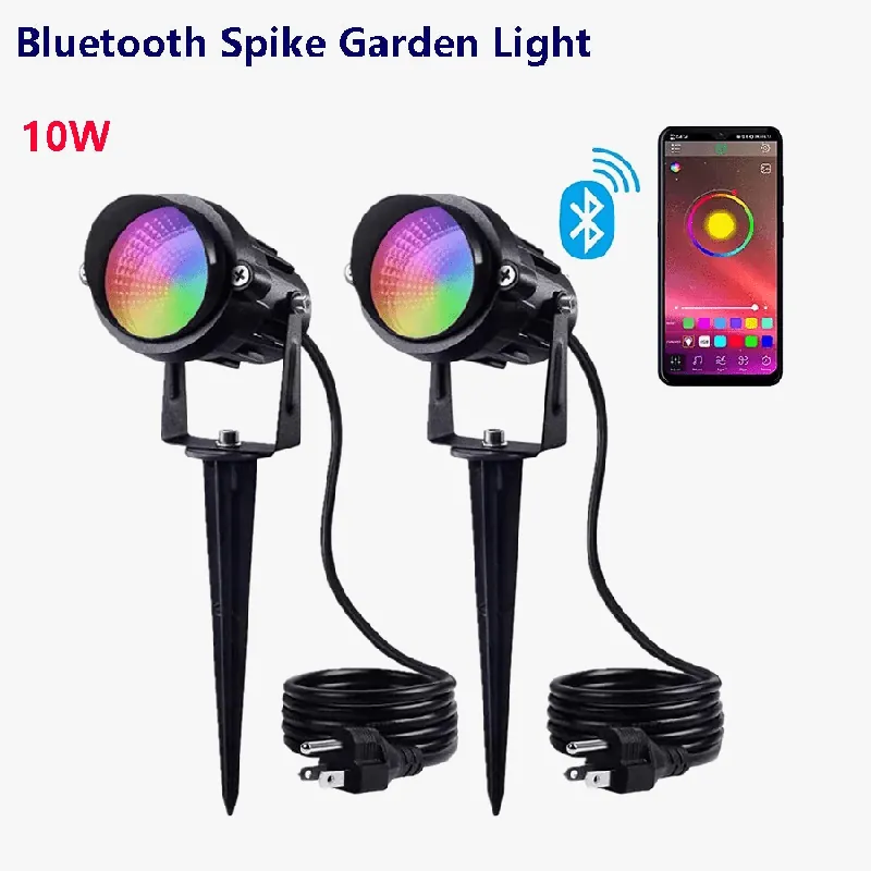 Spot extérieur Bluetooth étanche contrôlable par application pour jardin.