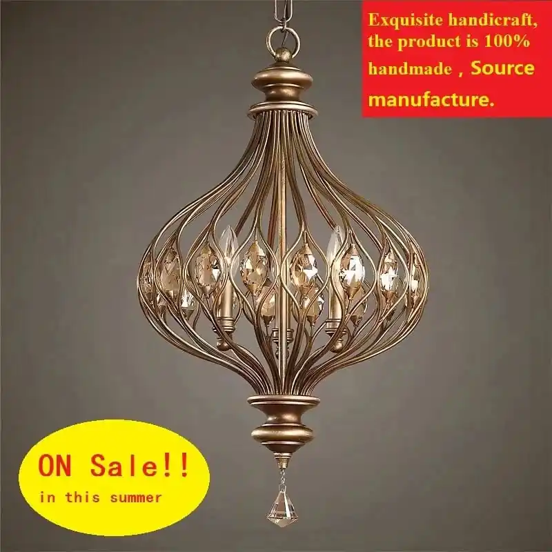 Lustre rétro français en cristal, style vintage, pour villa de luxe