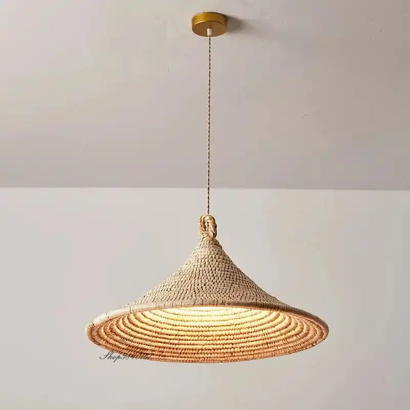 Suspension en rotin de style japonais vintage minimaliste