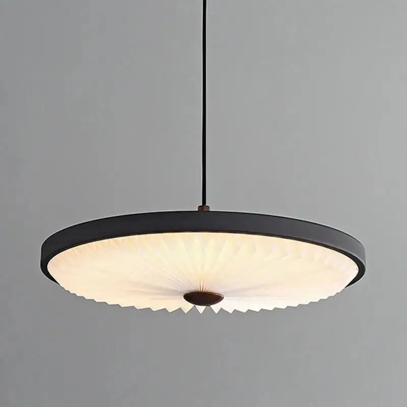 Lustre moderne rond haut de gamme à suspension plissée LED