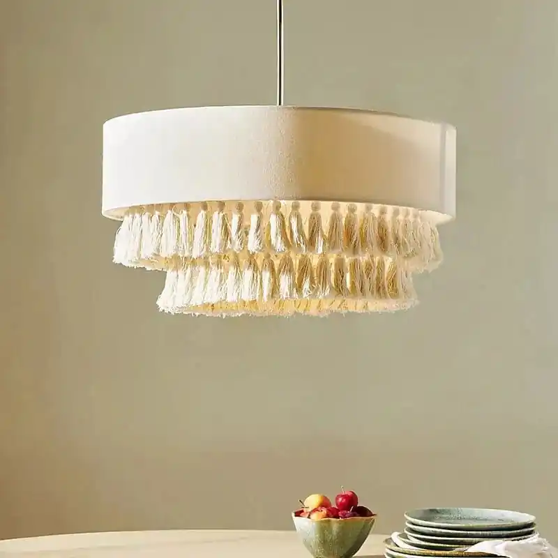 Lustre en tissu bohème wabi sabi façon japonaise