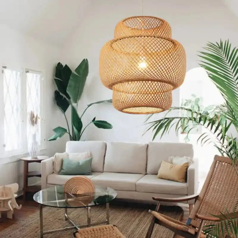 Luminaires Suspendus Chinois en Bambou Tricoté