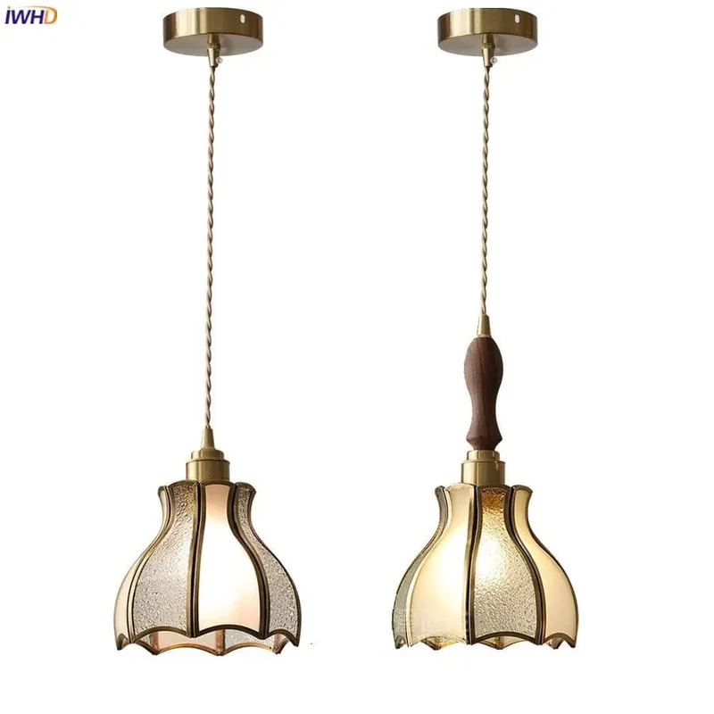 Suspension Moderne en Cuivre et Verre avec LED - Marque IWHD