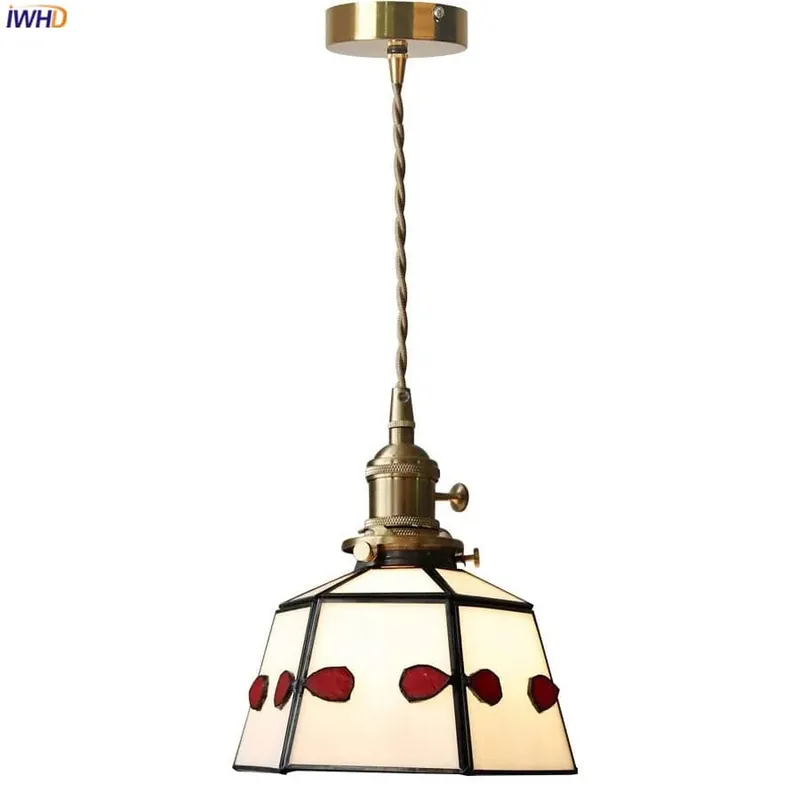 Lampe Vintage Nordique avec Verre Coloré et Cuivre