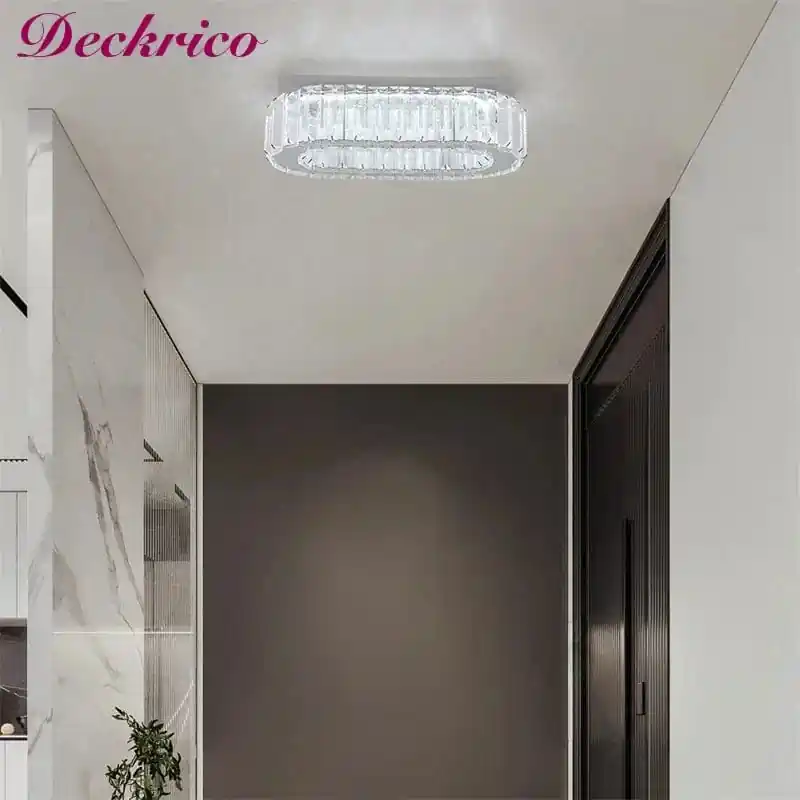 Plafonnier ovale en cristal LED pour une cuisine élégante