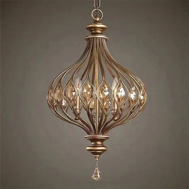 Lustre rétro français en cristal style vintage pour villa de luxe