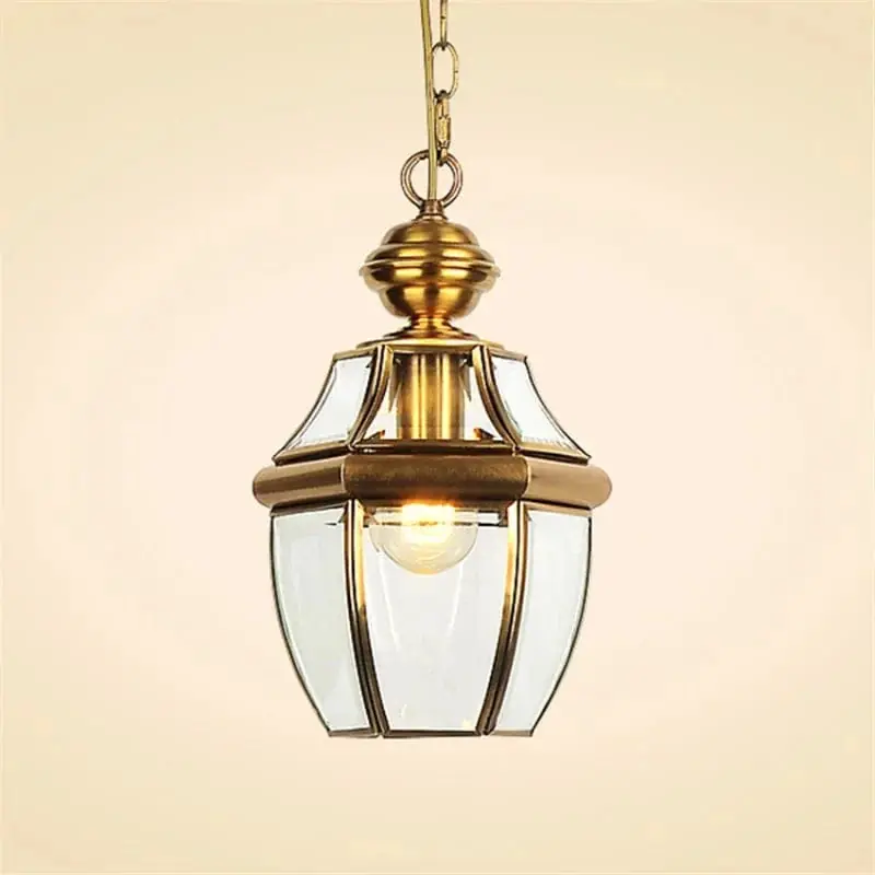 Suspension LED vintage en verre et cuivre pour intérieur et extérieur.