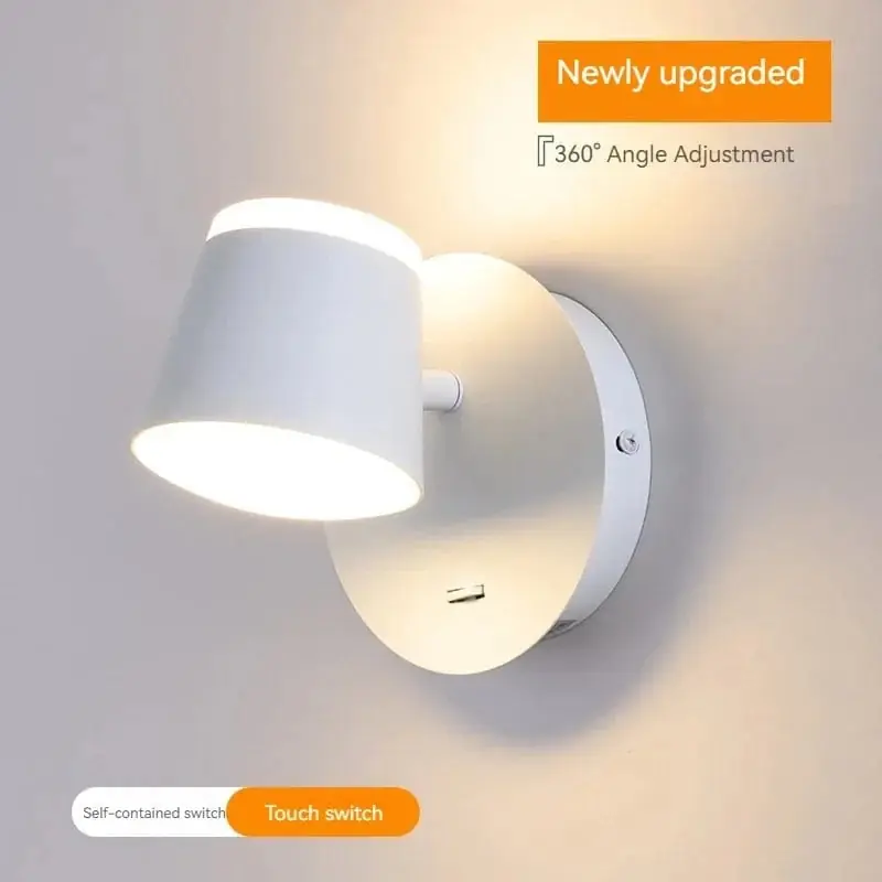 Applique Murale Rotative Nordique avec Interrupteur et Lampe de Lecture LED Réglable