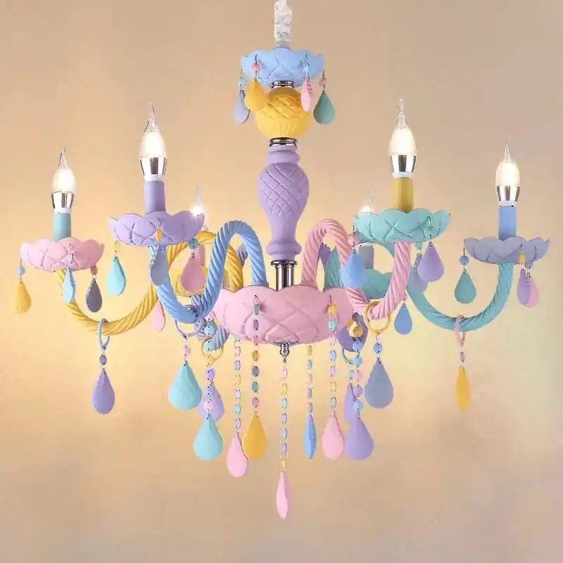 Lustre Arc-en-Ciel Enfants Style Macaron Kawaii LED