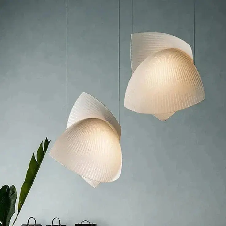 Lustre LED design moderne Wabi Sabi en tissu - éclairage décoratif