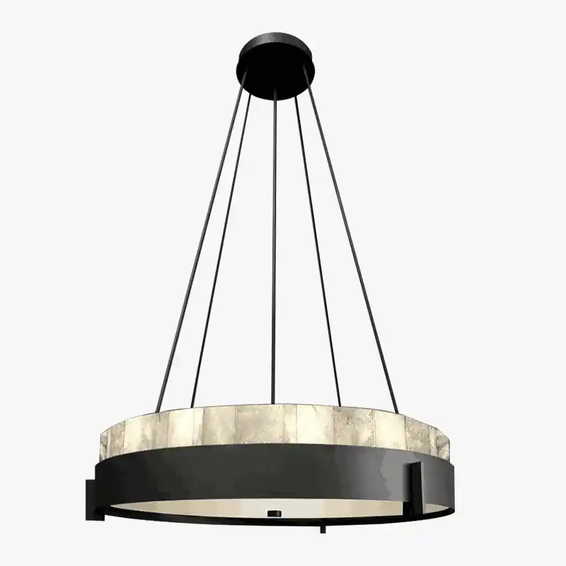 Lustre LED en anneau de marbre créatif - Style Moderne
