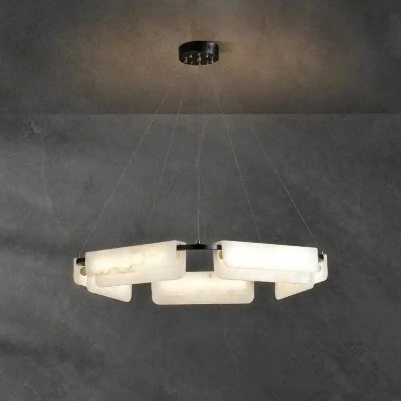 Lustre Nordique en Marbre LED pour une Décoration Moderne
