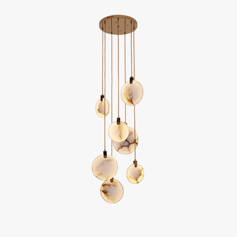 Lustre LED Artistique en Marbre Doré avec Intensité Réglable