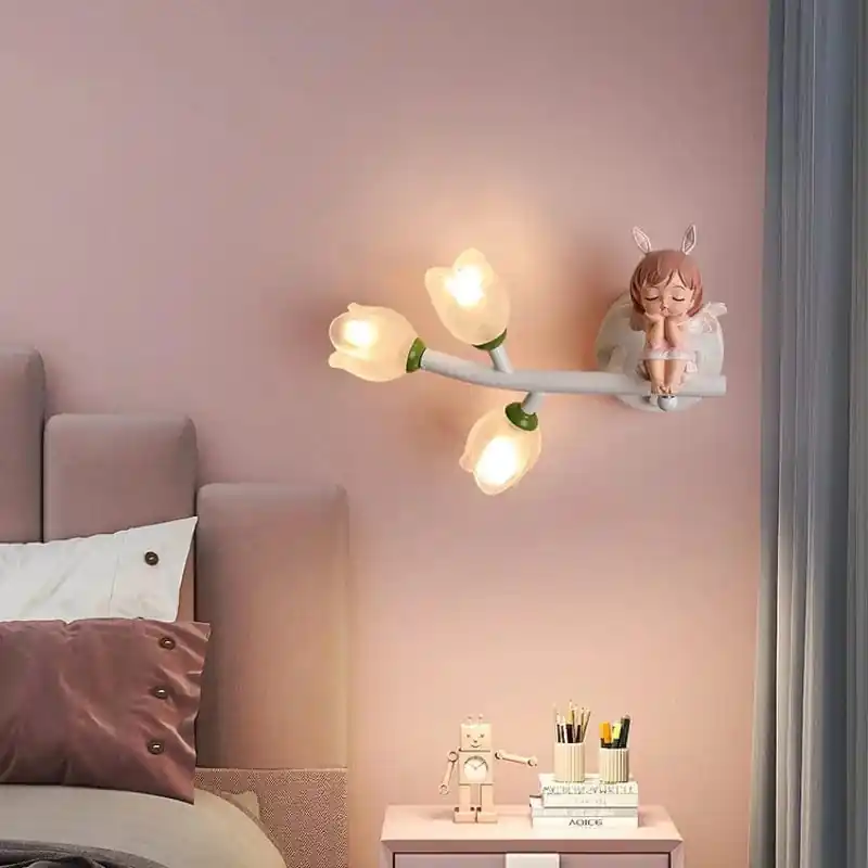 Applique murale LED G4 Lapin Fleur pour Enfants - Modèle Fille