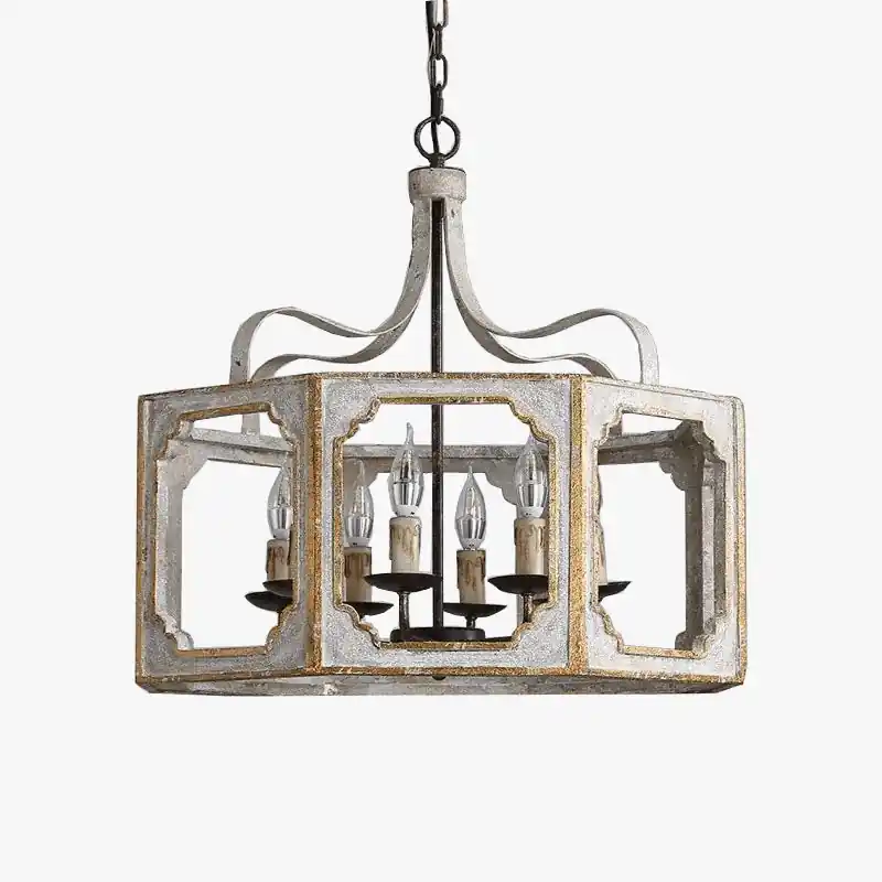 Lustre Rétro Américain en Bois Massif pour Villa Vintage by Décors Authentiques