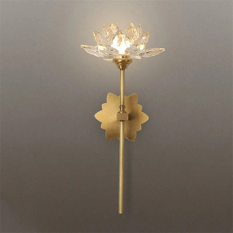 Applique murale LED de luxe en cristal Lotus Chinois créatif