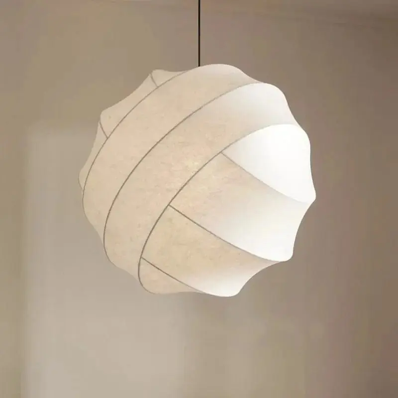 Lustre Suspendu en Soie Wabi Sabi LED - Style Moderne Nordique
