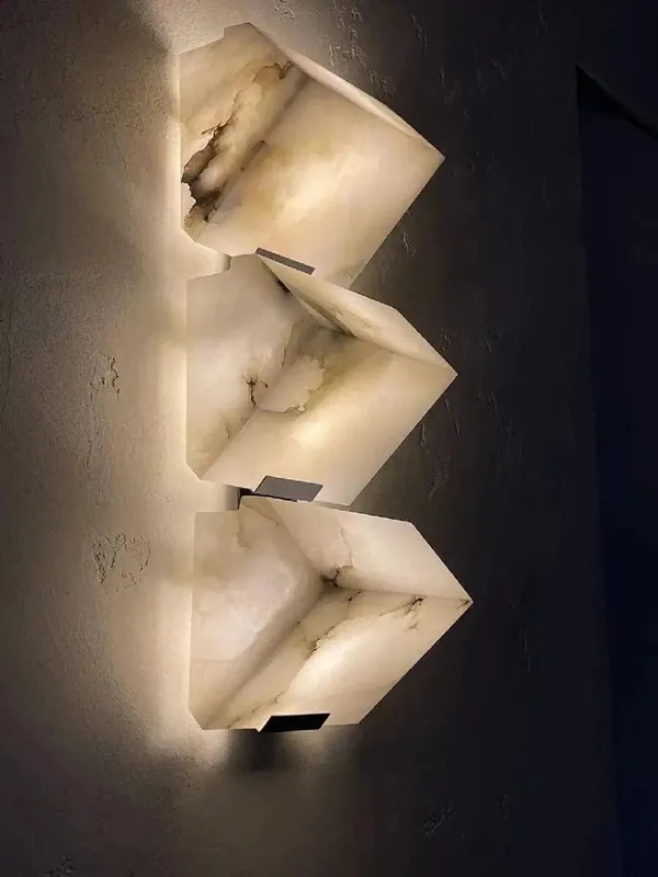 Applique Murale Moderne en Marbre avec Lumières LED - Élégance Illuminée
