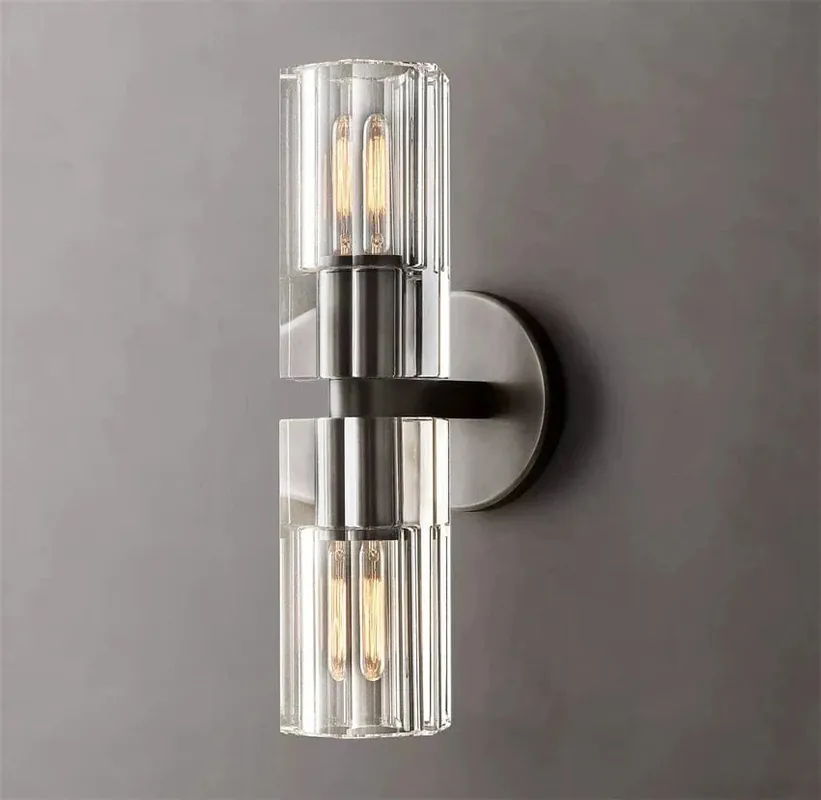 Applique murale LED Moderne en Cristal Clair et Nickel Laiton