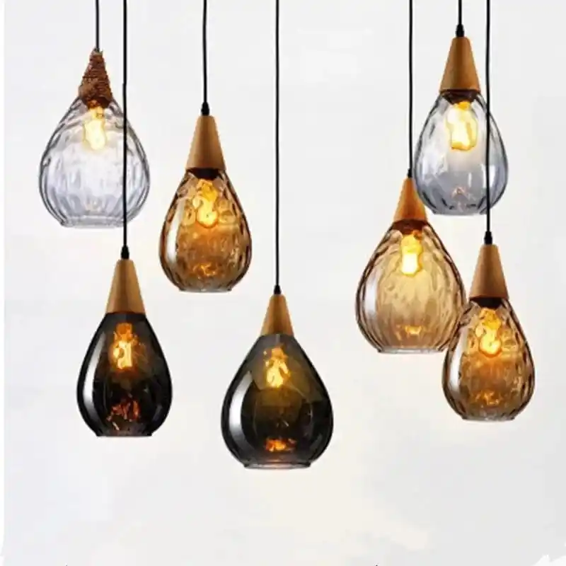 Lampes suspendues en verre grain d'eau - Collection nordique rétro décoratives