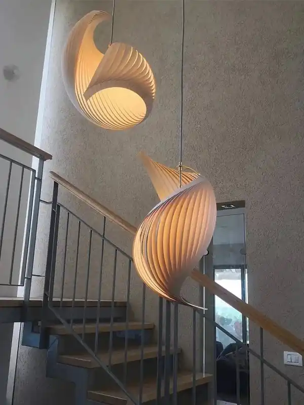 Lustre nordique Wabi Sabi en bois design rétro chic