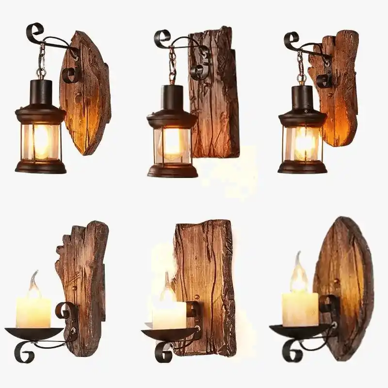 Appliques murales LED en bois style industriel - Idéal pour une décoration tendance