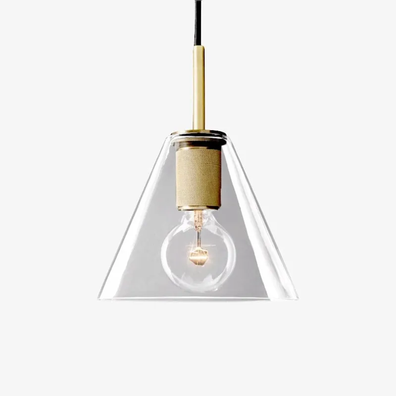 Suspension industrielle Haivy en verre et métal doré