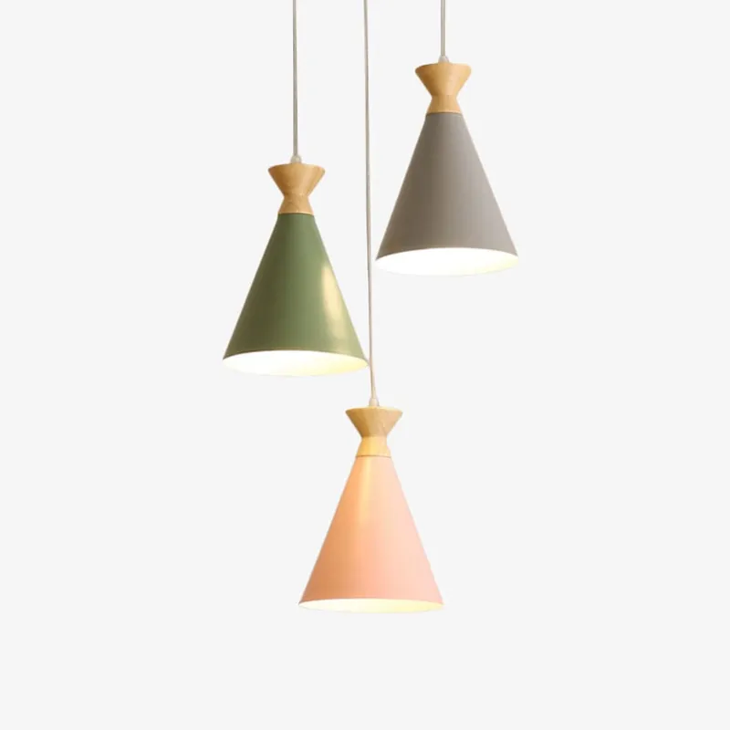 Suspension scandinave Avi en bois et abat-jour conique