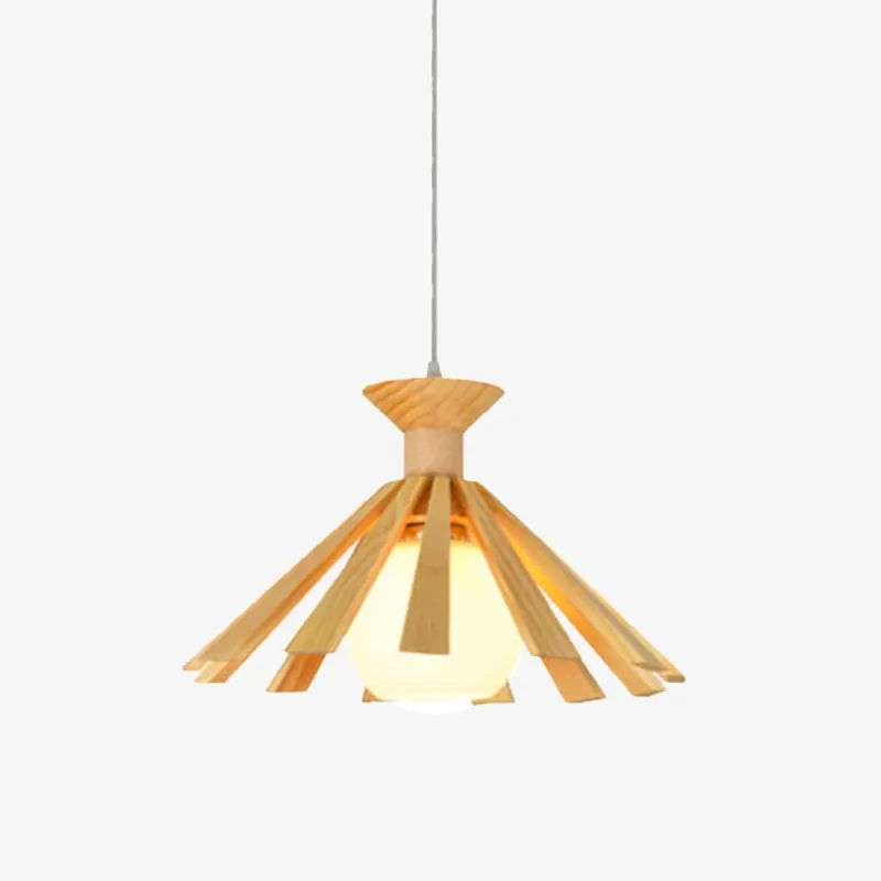 Suspension scandinave Xander en LED avec abat-jour conique en bois