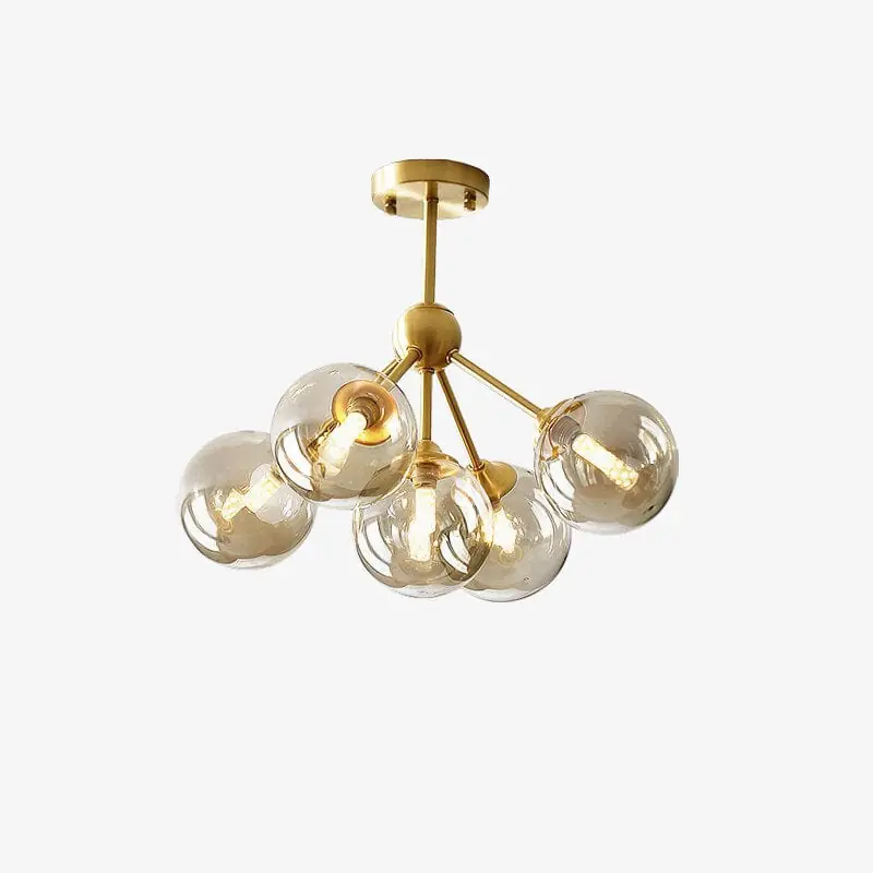 Lustre LED moderne en métal avec globes en verre Yue