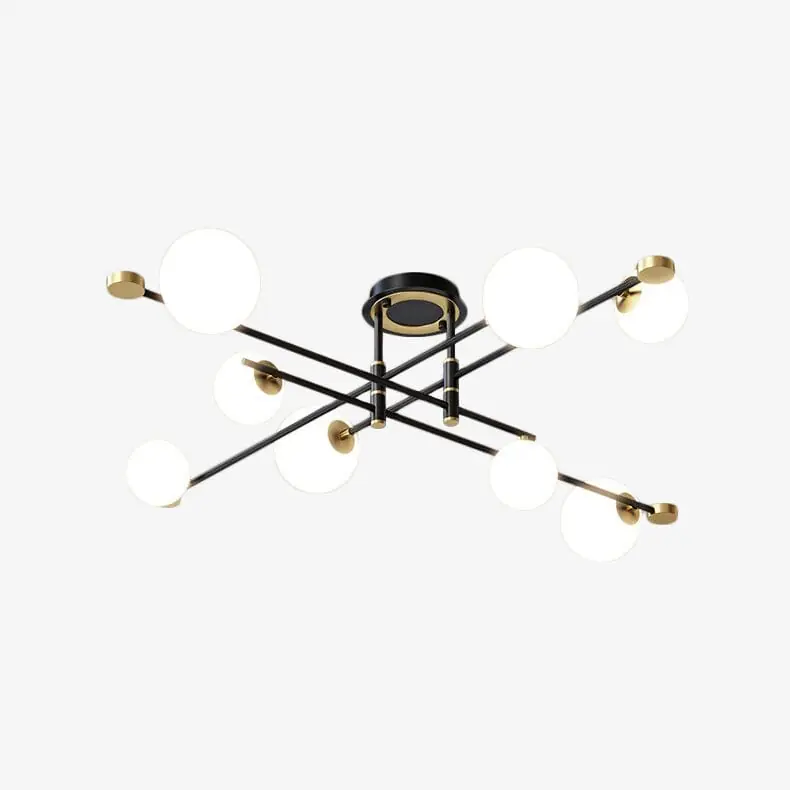 Lustre Poline Noir et Or LED Moderne