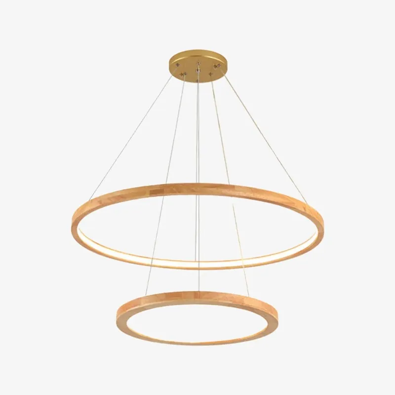Lustre Scandinave en Bois avec Anneaux Lumineux Arya