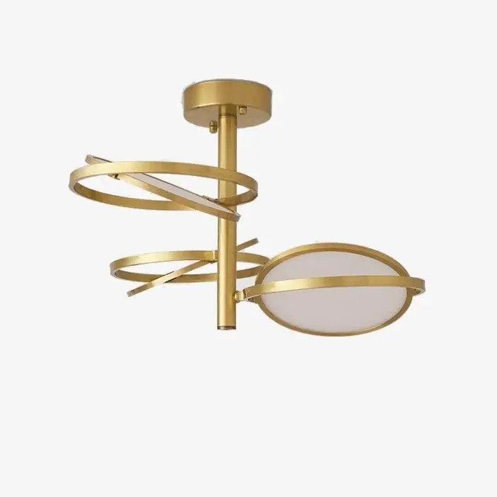 Lustre design en métal doré avec lampe arrondie Skalla - Élégance lumineuse