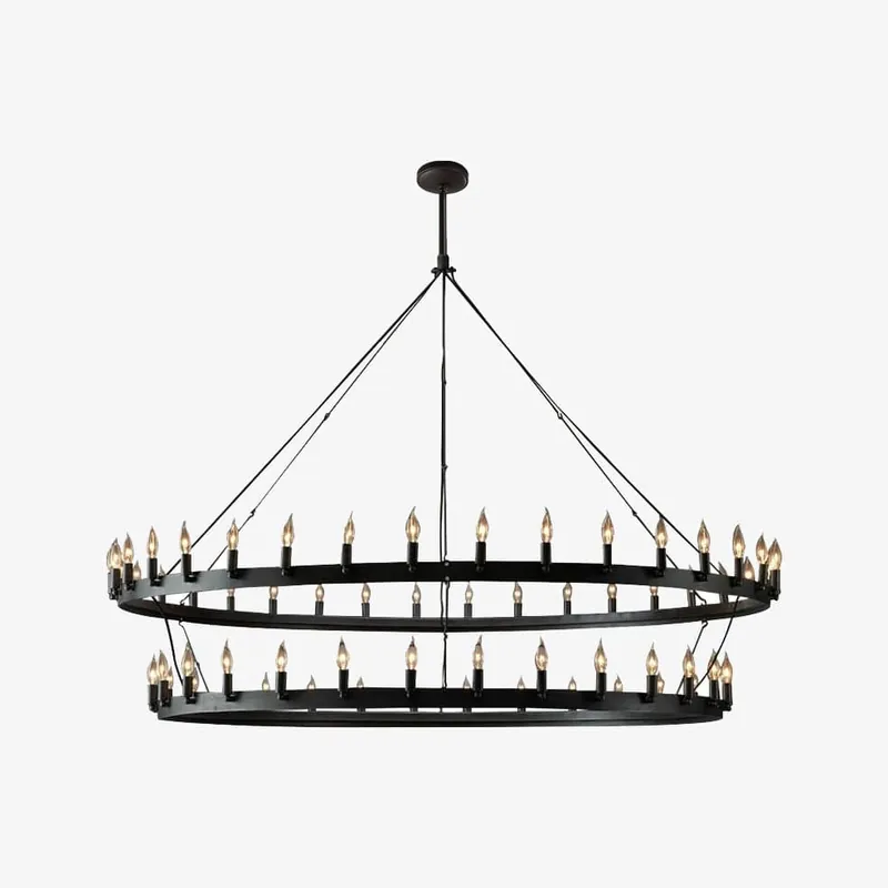 Lustre vintage de luxe avec anneau noir métallique - Boris